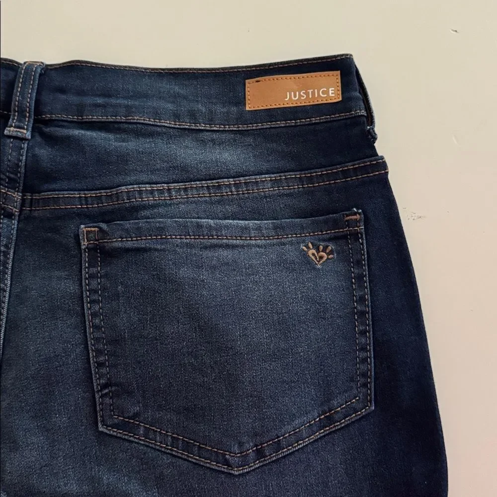 Justice Dark and Light Blue Denim Leggings NWT